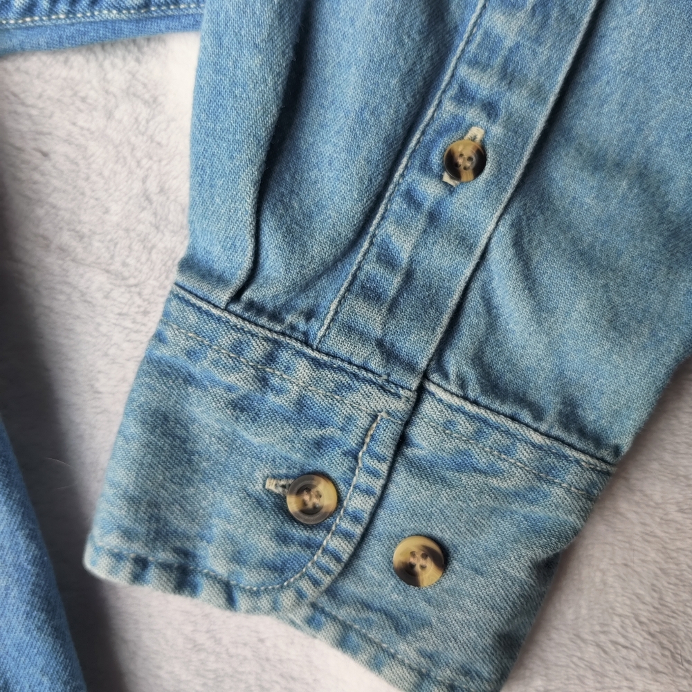 VTG Big Sur International Marathon Mens L Denim Shirt Button Down Embroidered - Picture 6 of 13